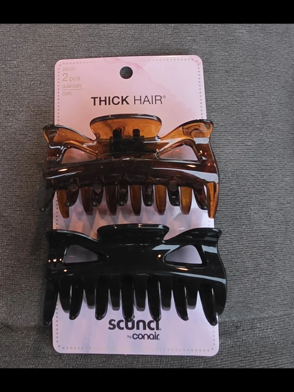 Scunci 2-Pack Thick Hair Claw Clips - Tortoiseshell & Black BNIB
